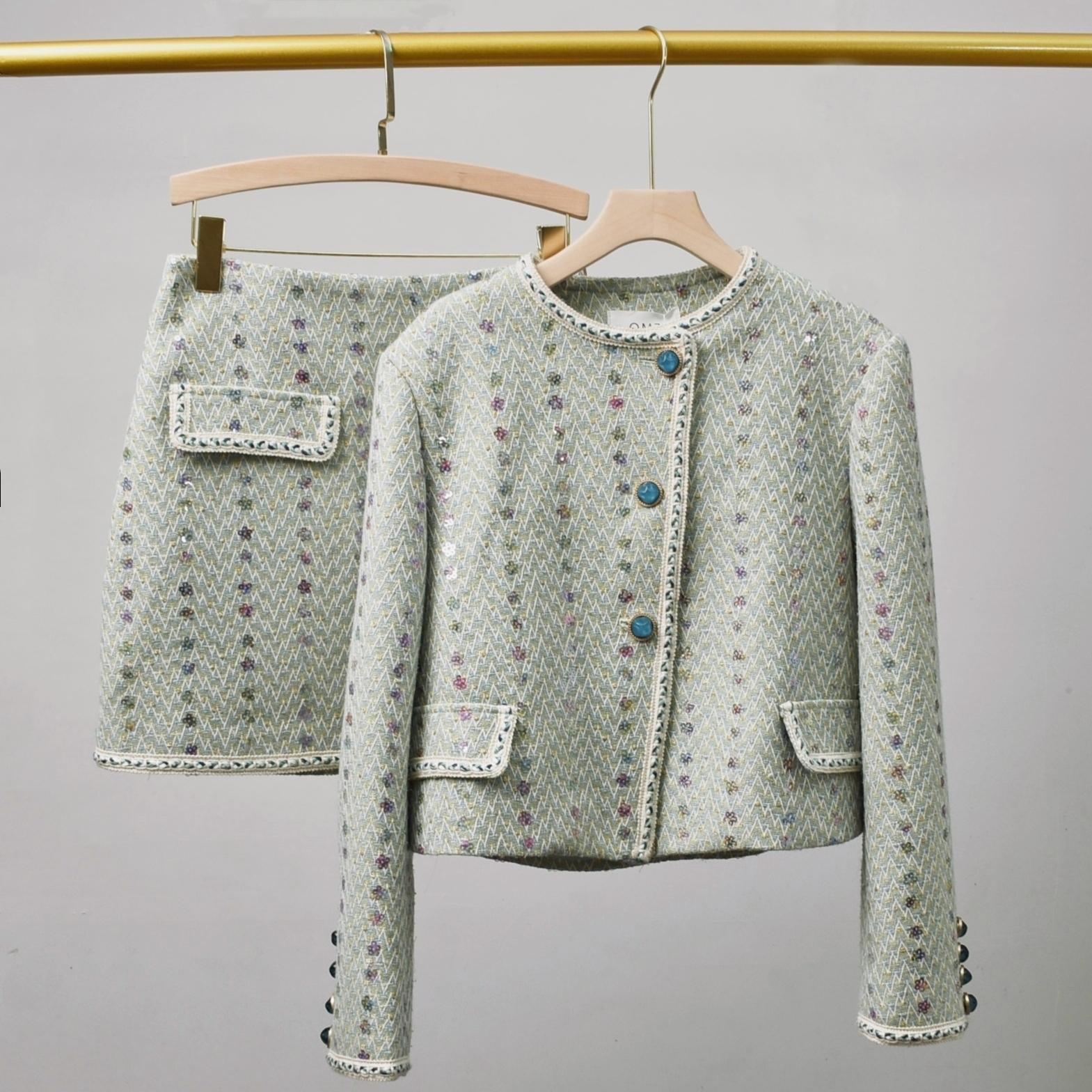 Winter Clothing Vintage - Женский элегантный твидовый роскошный костюм, куртка,